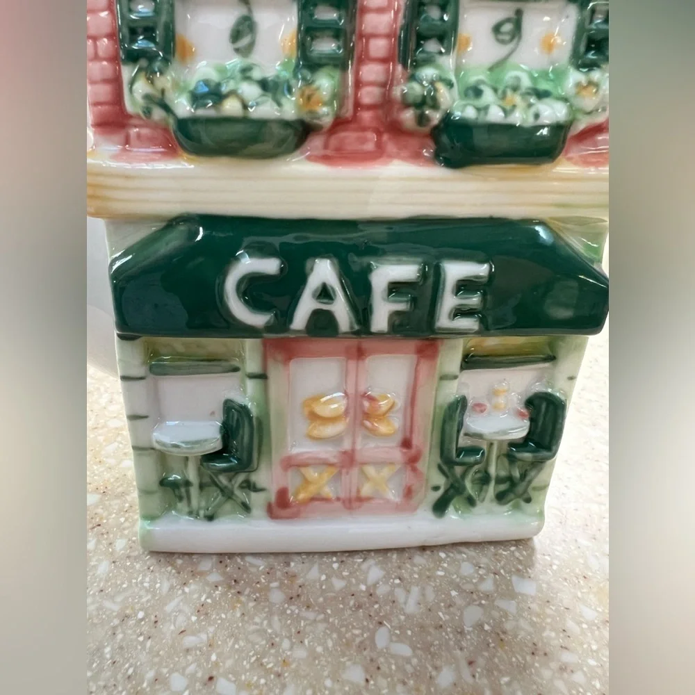 Vintage CAFE stone front Building House Ceramic Tea Pot